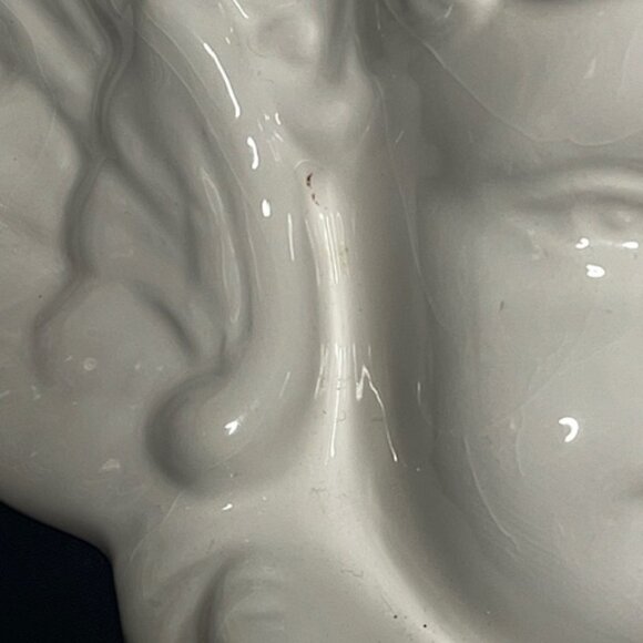 White Ceramic Hanging Angel Head w/Wings 11"(W)x7"(H) - Picture 9 of 15